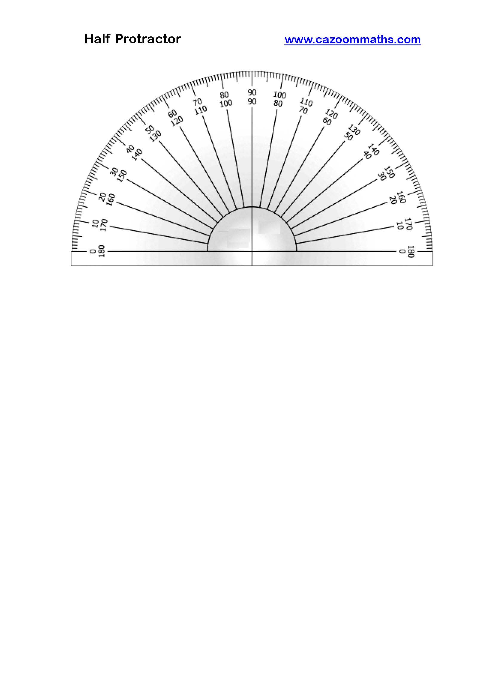 Preview of Printable Half Protractor