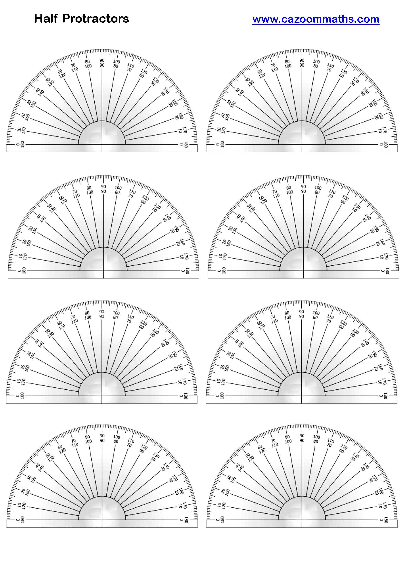 Preview of Printable Half Protractors