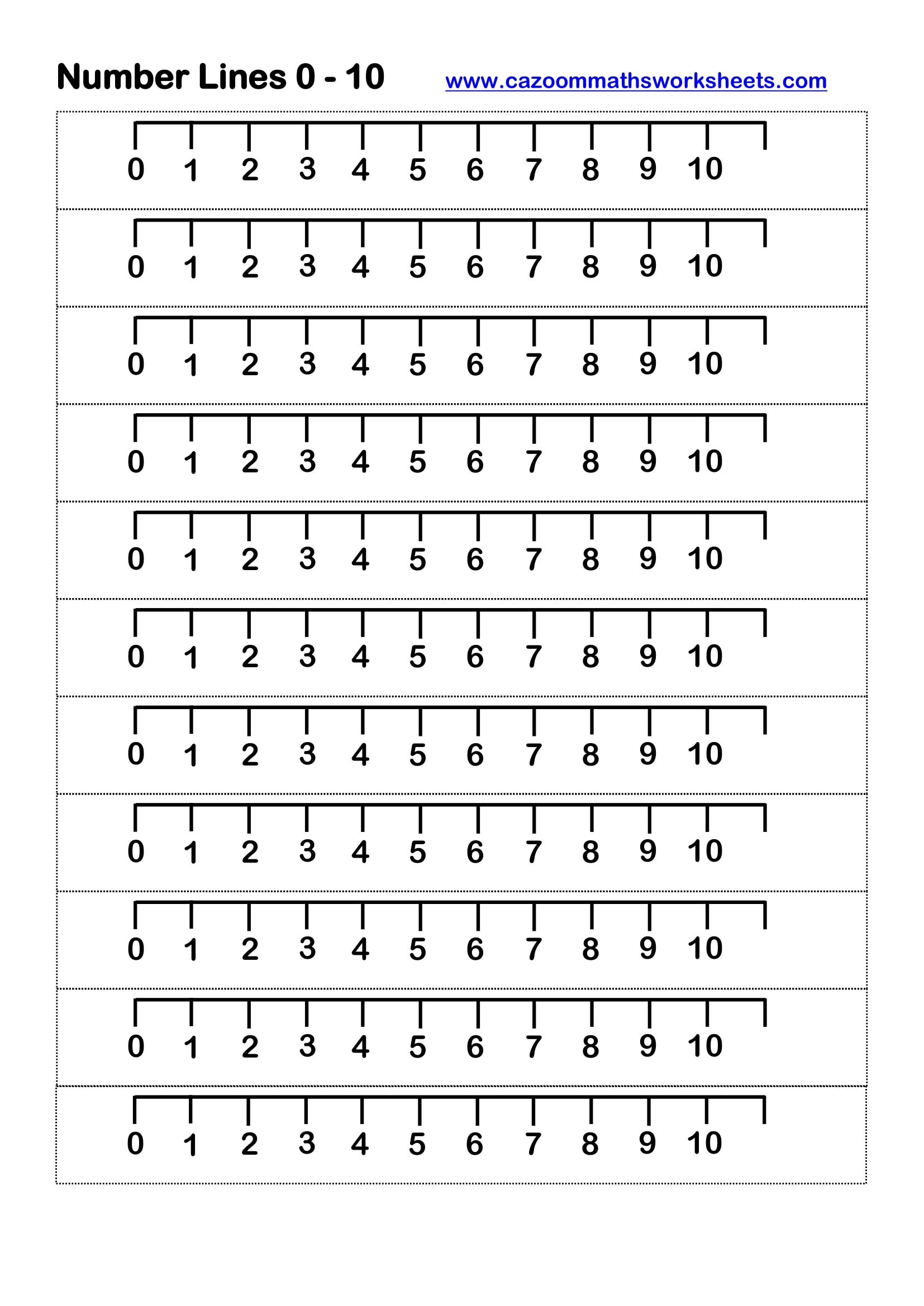 Preview of Number Lines to ten