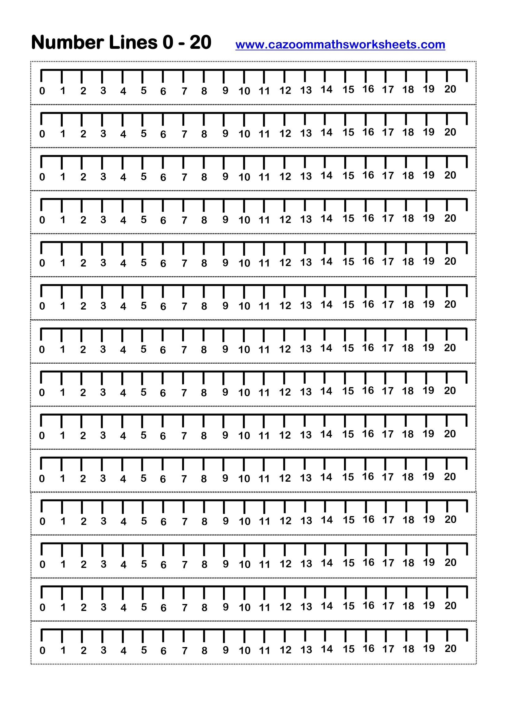 Preview of Number Lines to 20