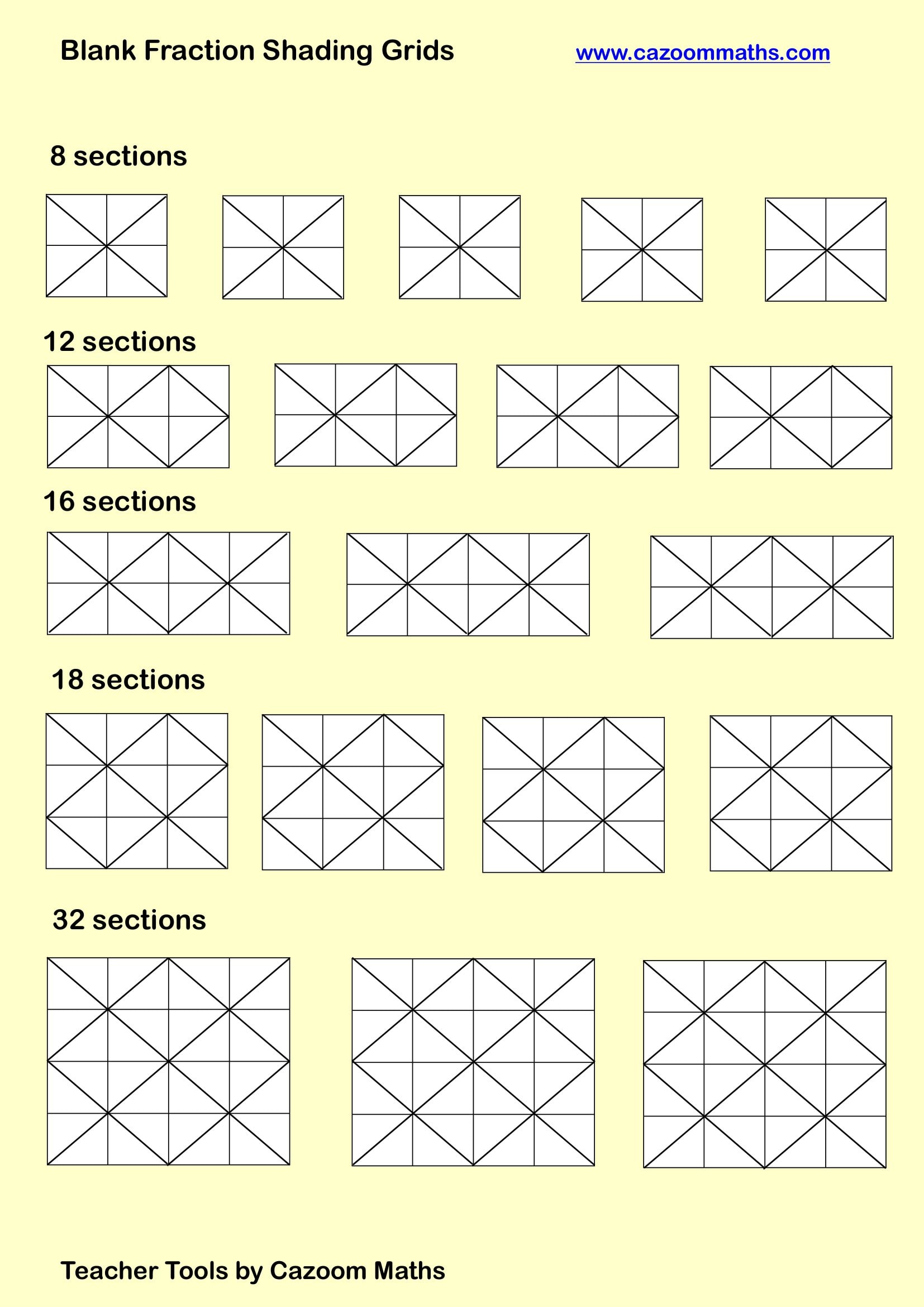 Preview of Blank Fraction Shading Grids 4