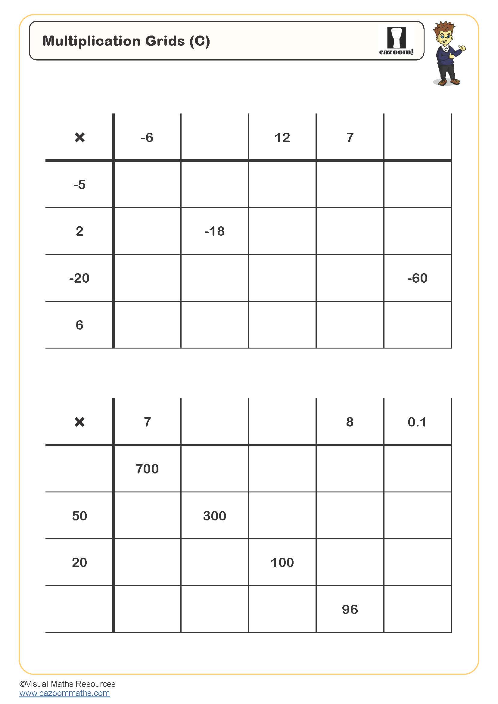 Preview of Multiplication Grids (C)