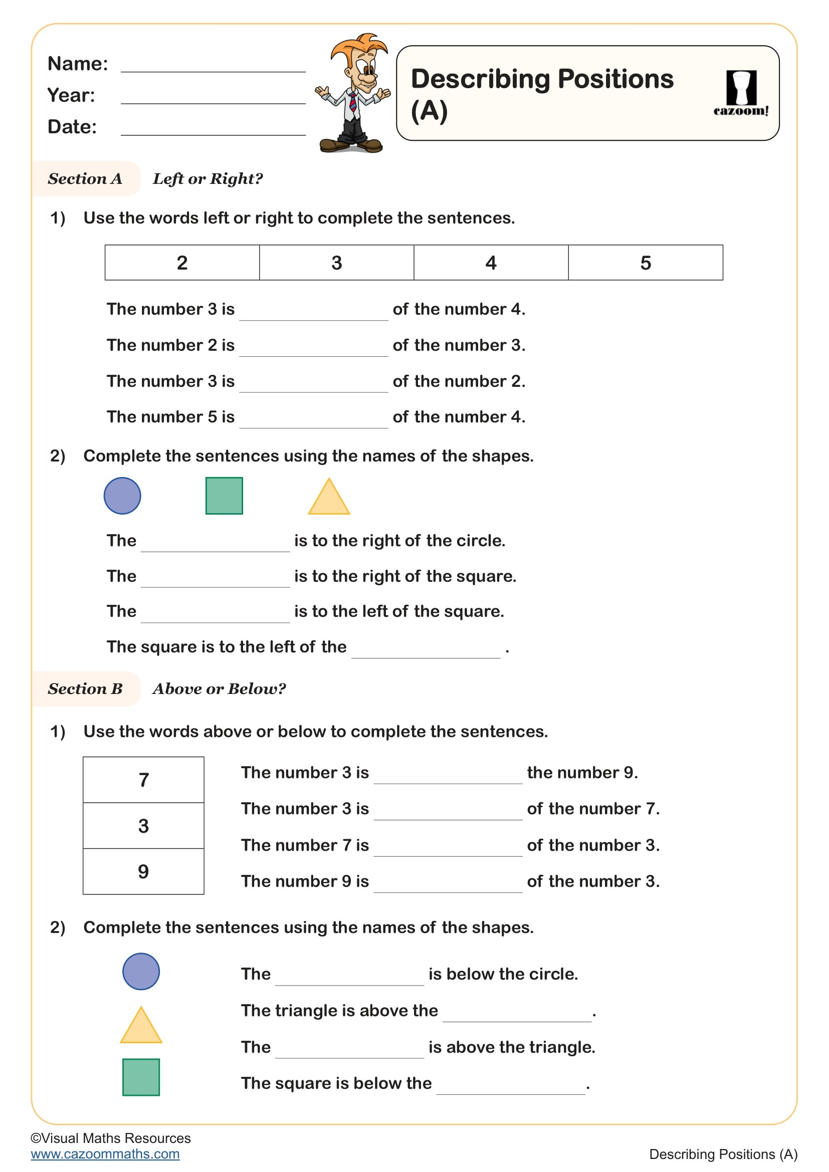Preview of Describing Positions (A)