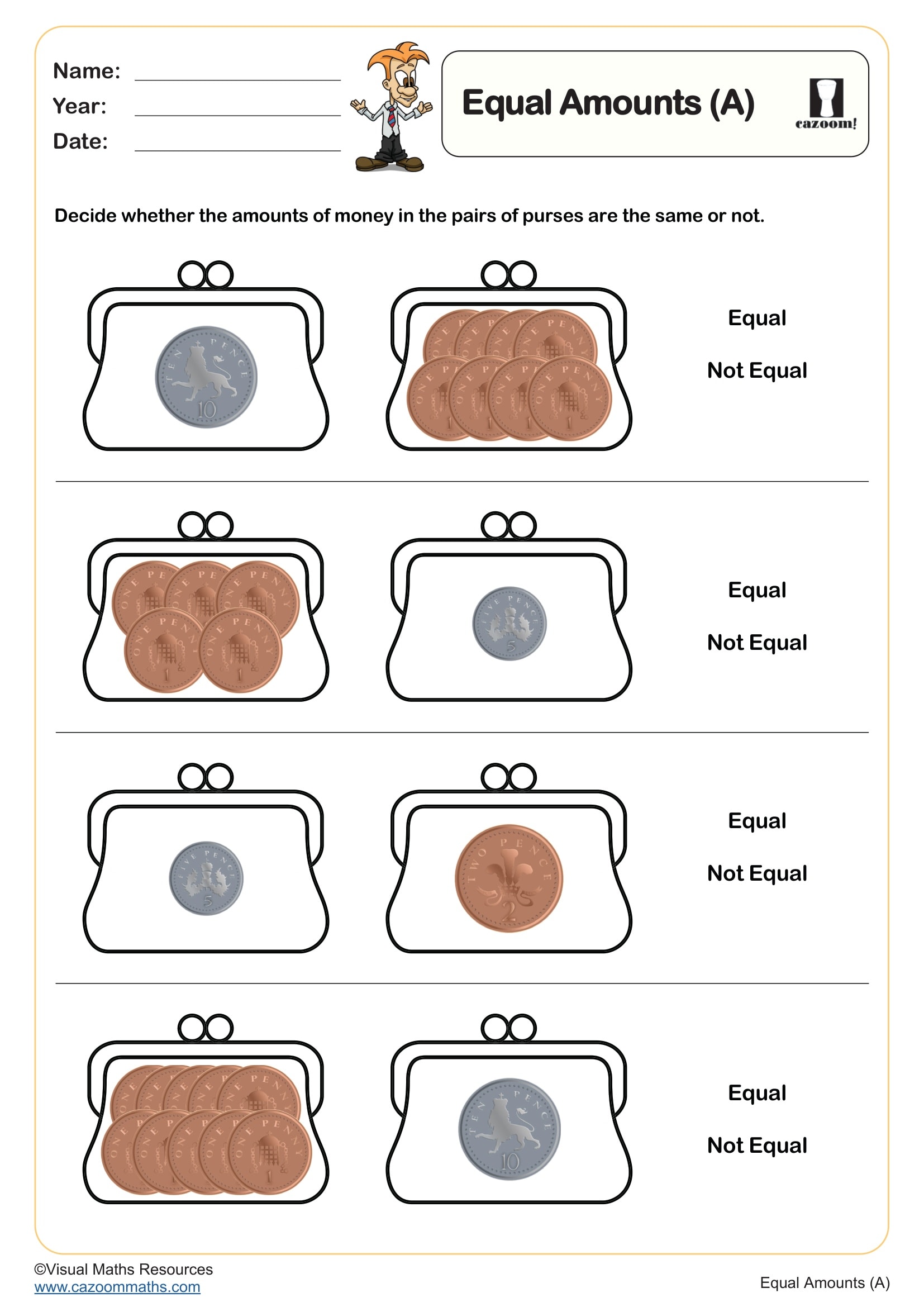 Preview of Equal Amounts (A)