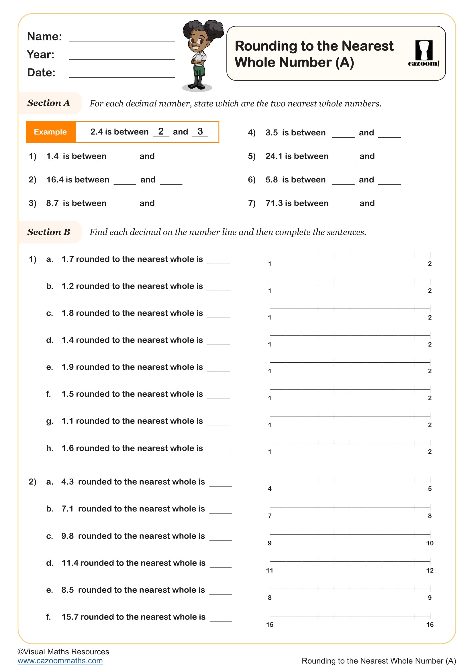 Preview of Rounding to Whole Numbers (A)