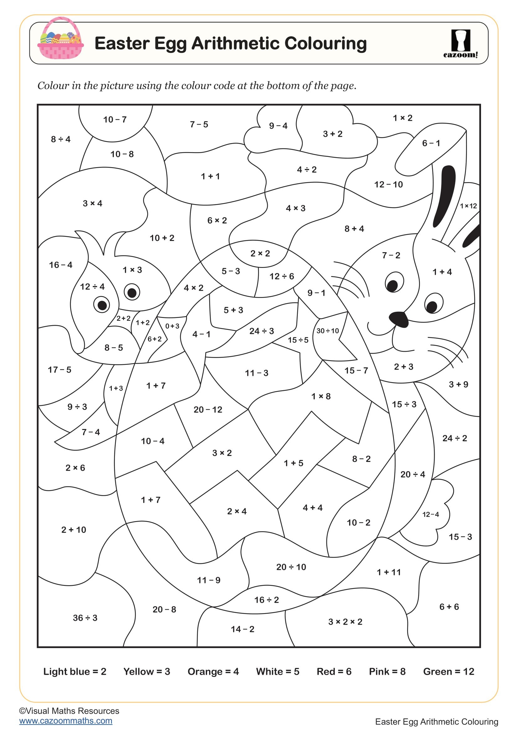 Preview of Easter Egg Arithmetic Colouring