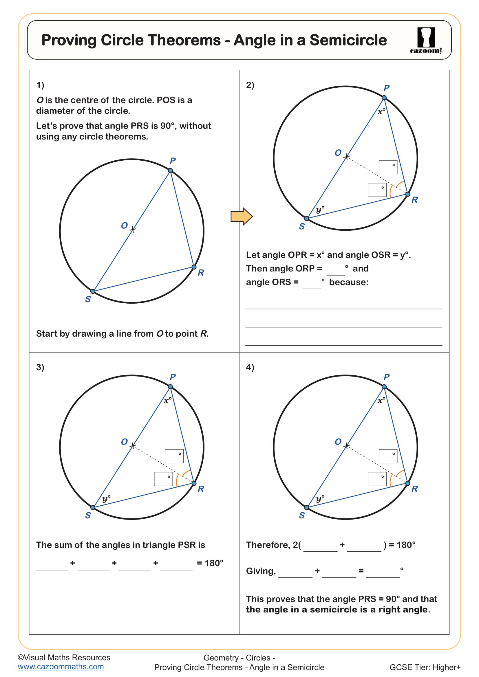 Preview of Proving Circle Theorems - Angle in a Semicircle