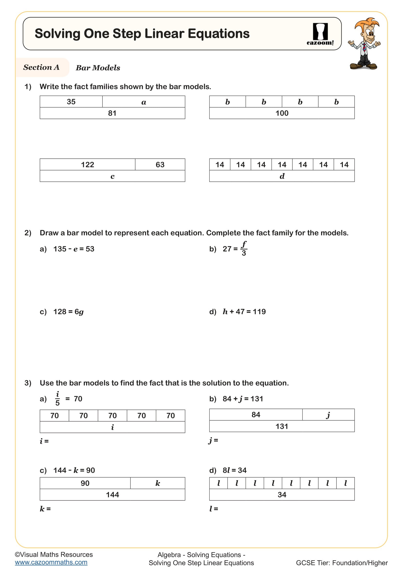 Preview of Solving One Step Linear Equations
