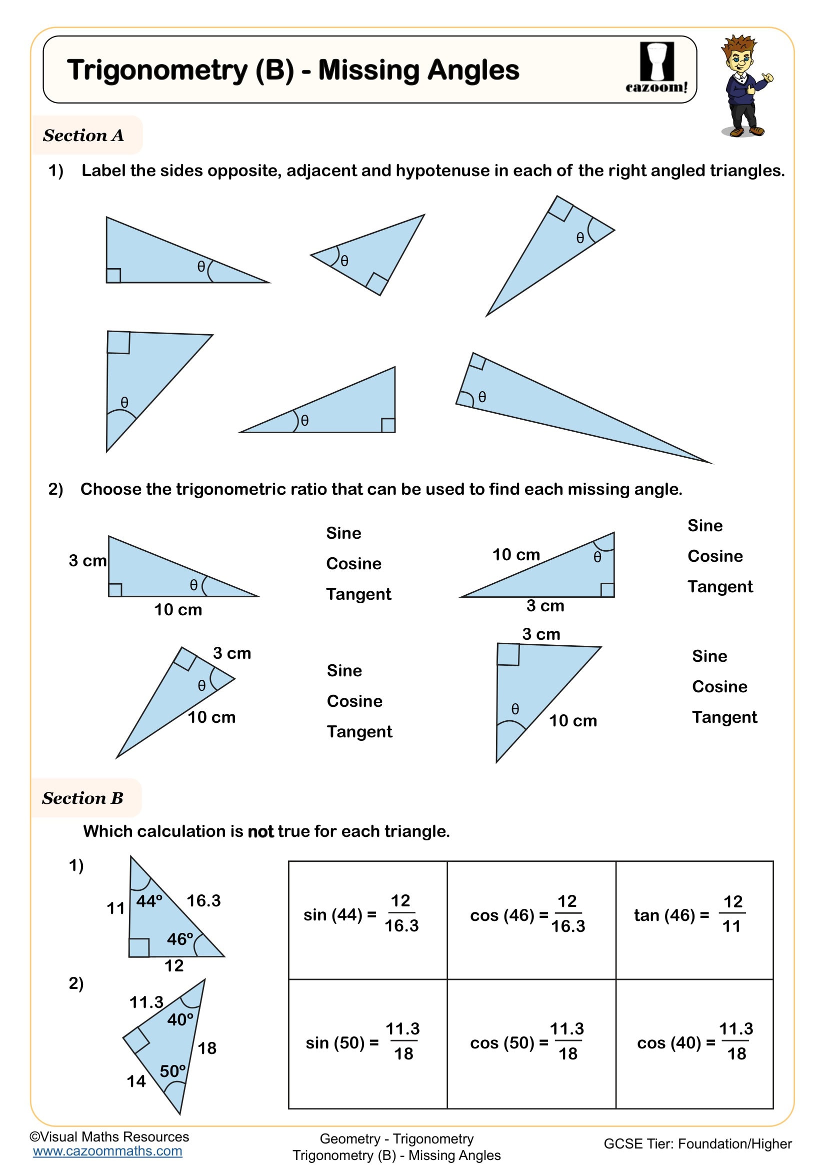 Preview of Trigonometry (B) - Missing Angles