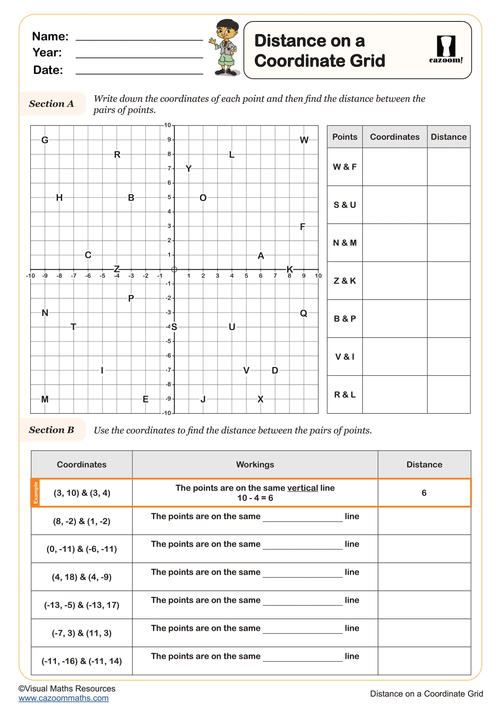 Preview of Distance on a Coordinate Grid
