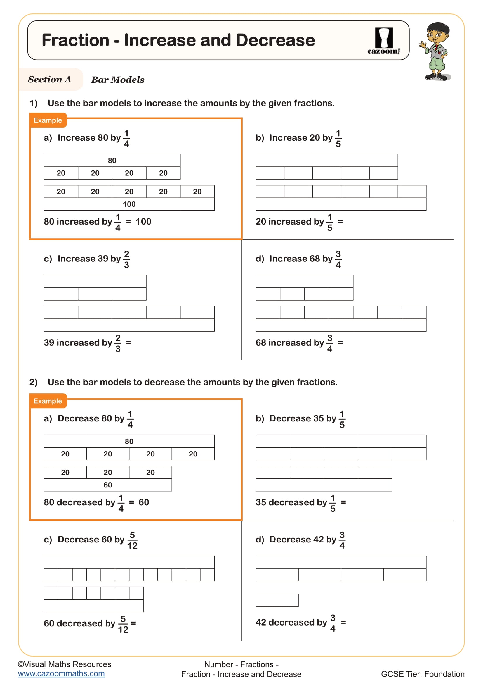 Preview of Fraction - Increase and Decrease