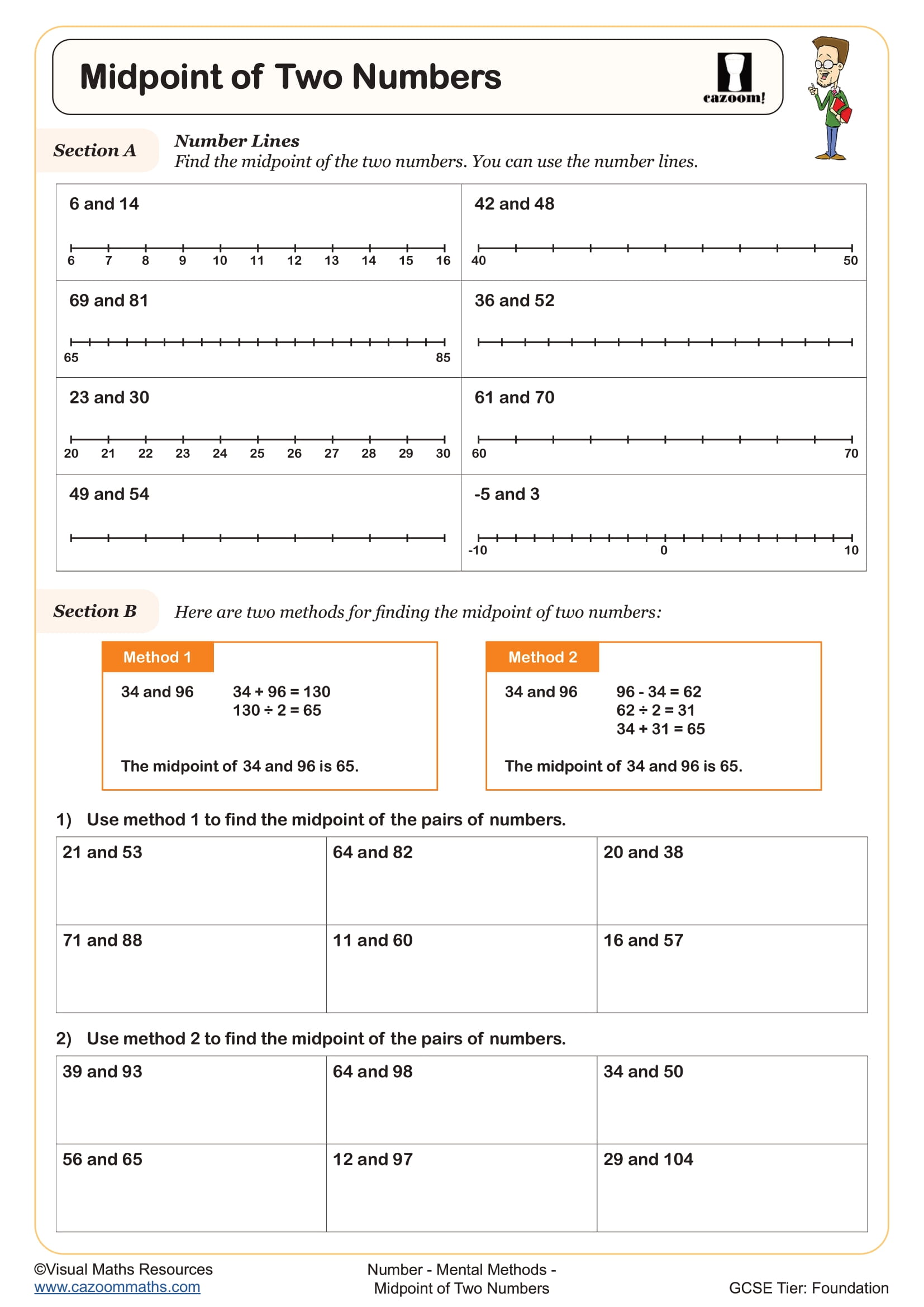 Preview of Midpoints of Two Numbers