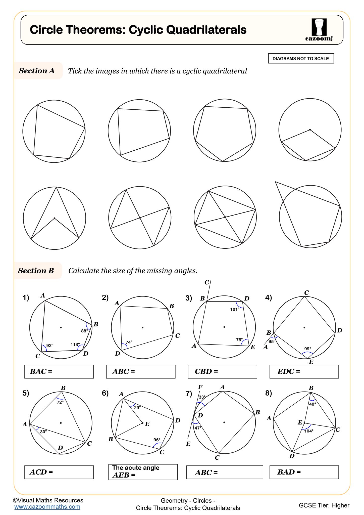 Preview of Circle Theorems: Cyclic Quadrilaterals