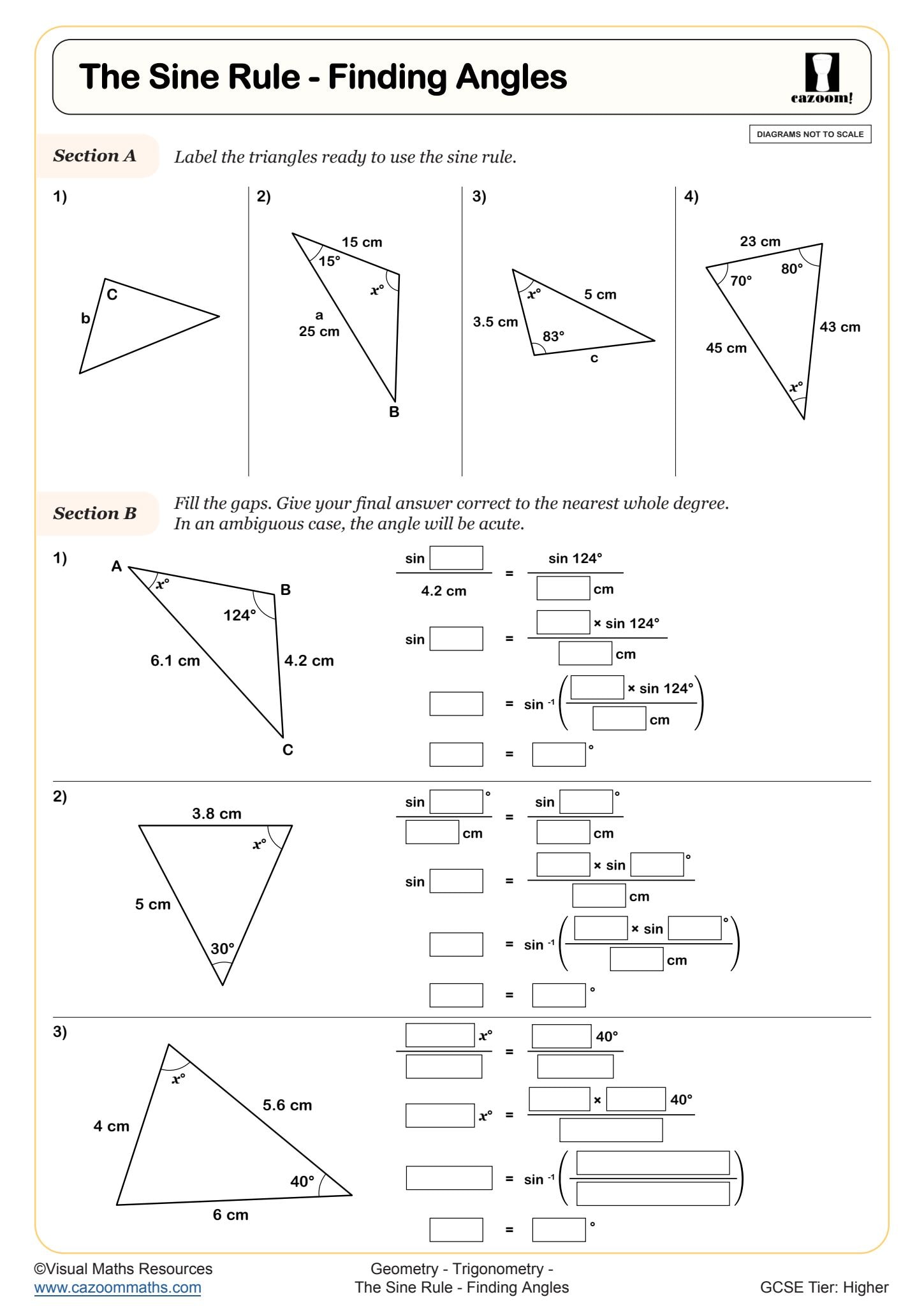 Preview of The Sine Rule - Finding Angles