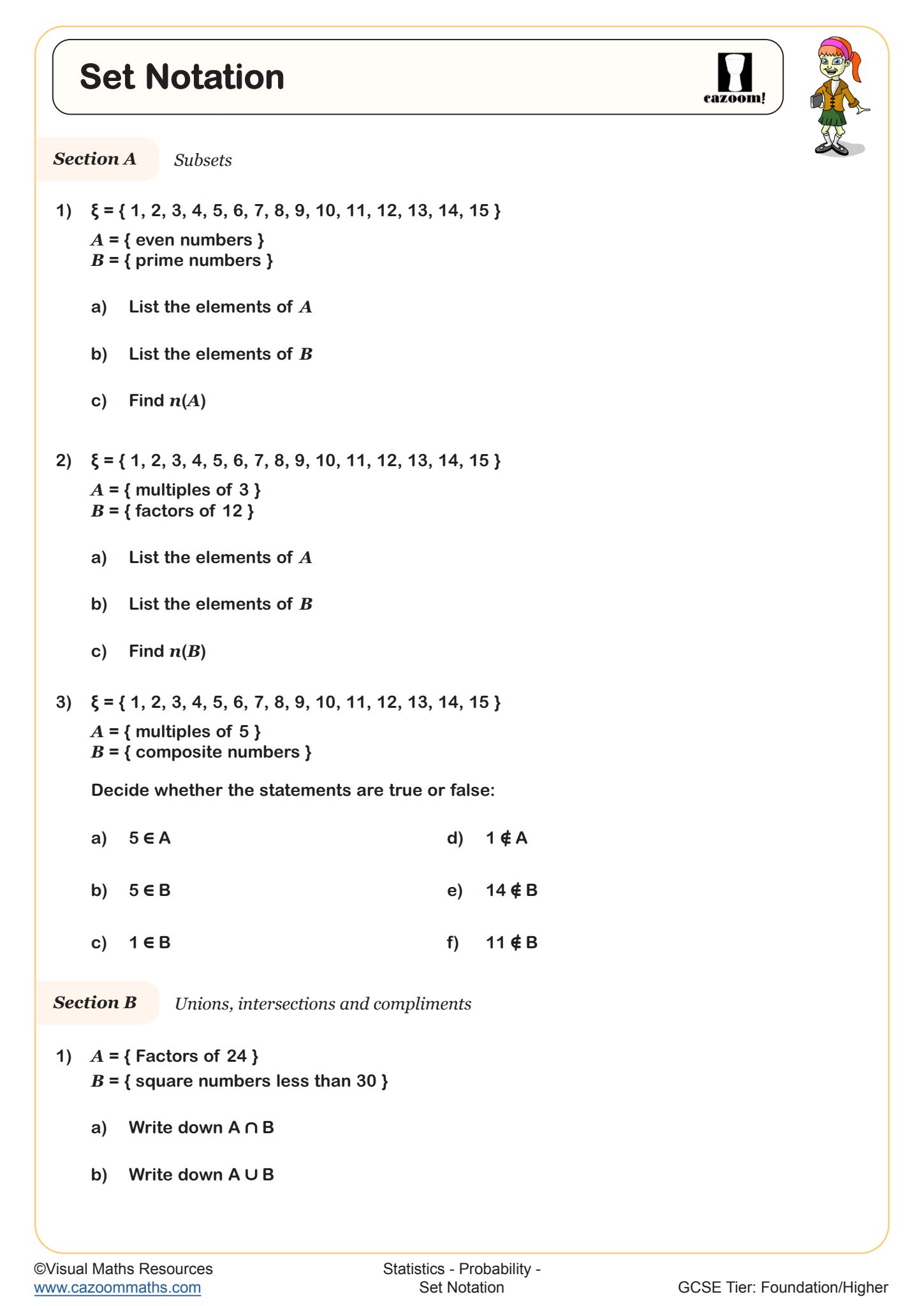 Preview of Set Notation