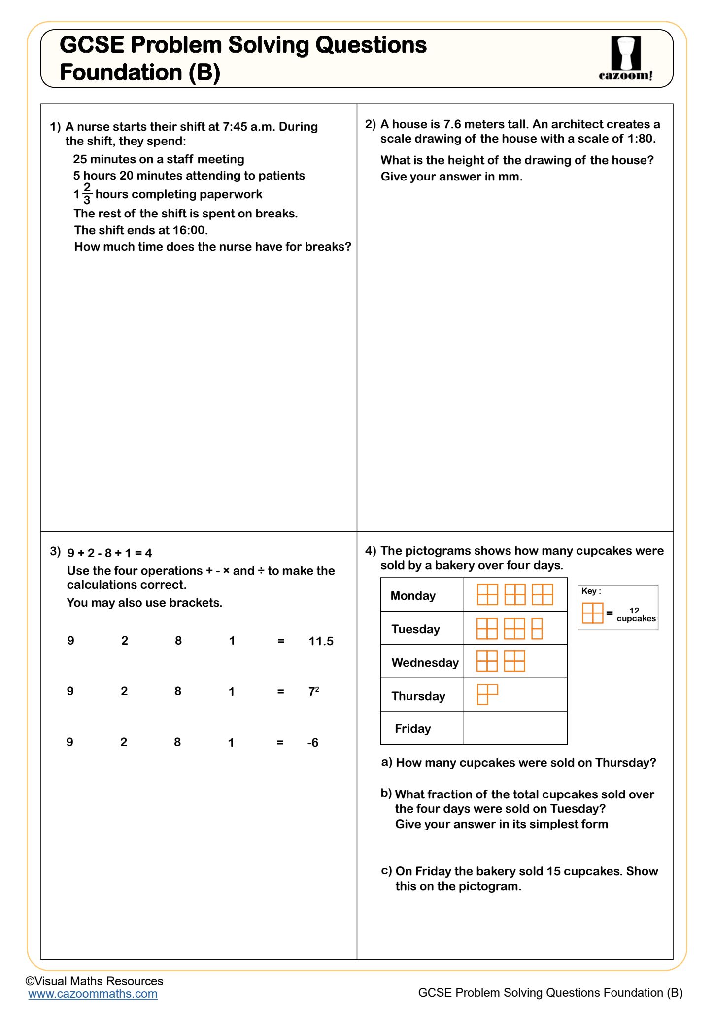 Preview of GCSE Problem Solving Questions: Foundation (B)
