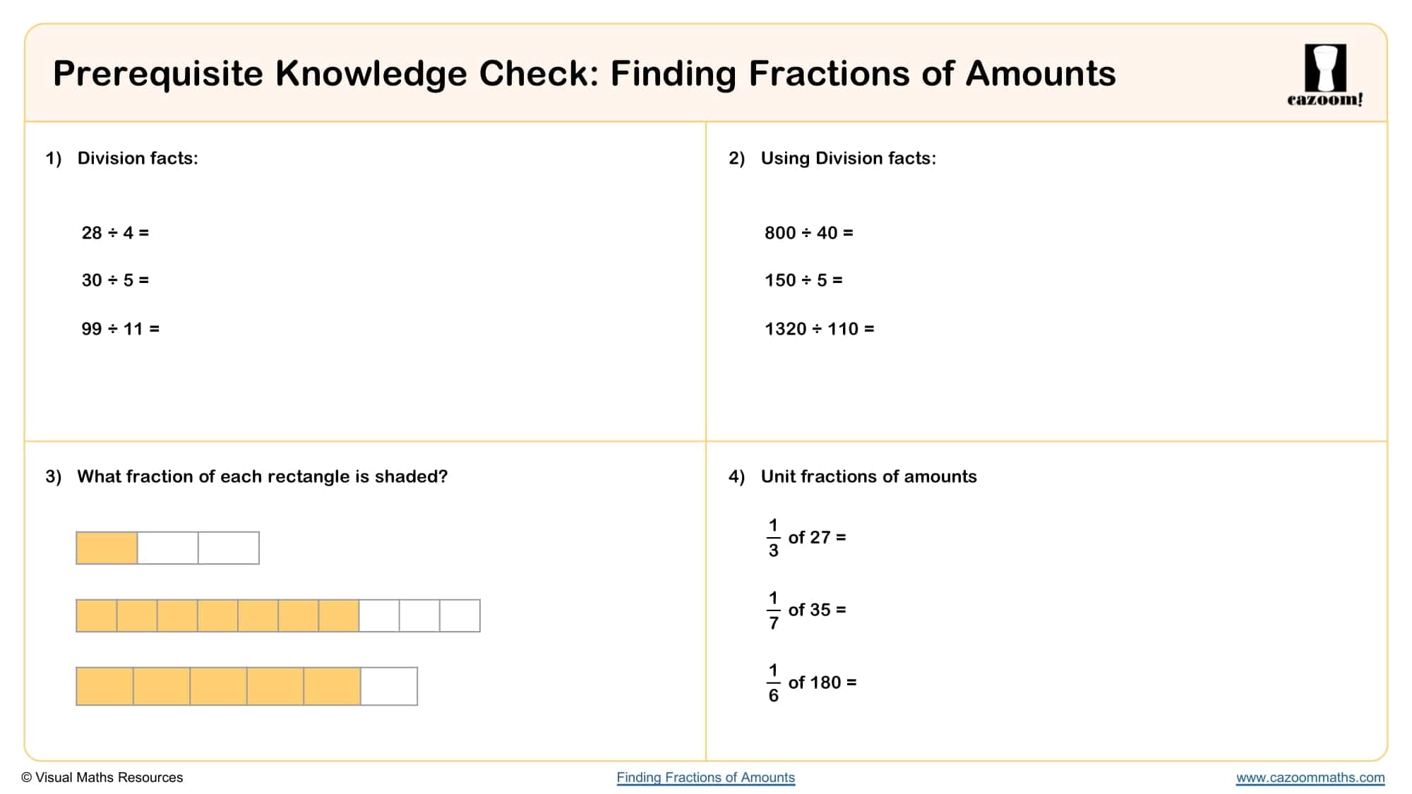 Preview of Finding Fractions of Amounts