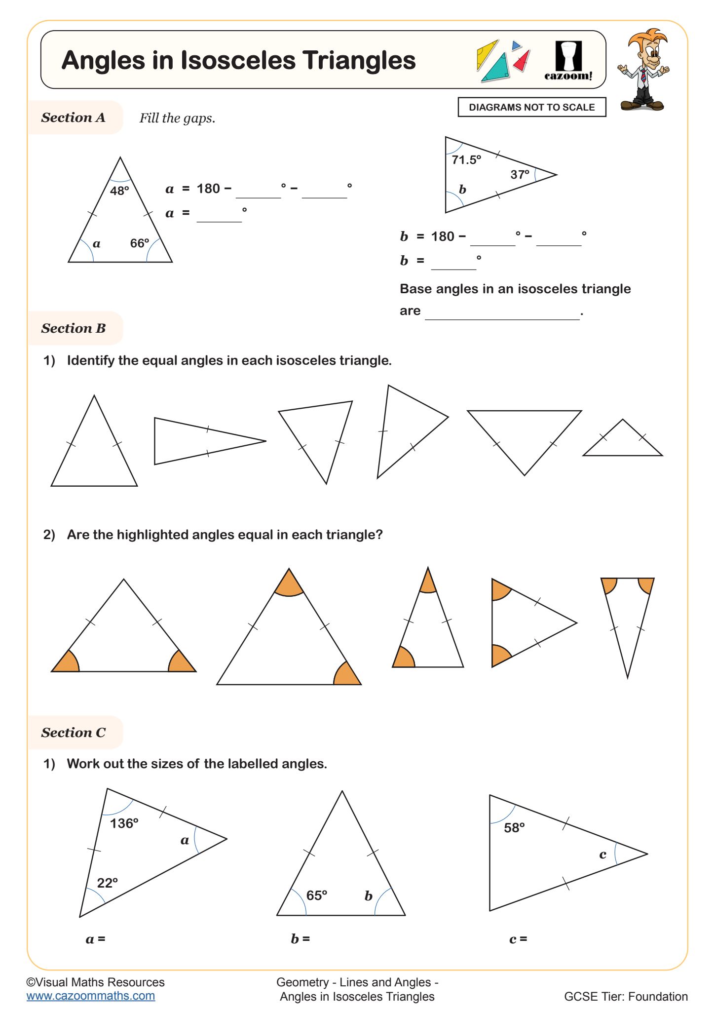 Preview of Angles in Isosceles Triangles