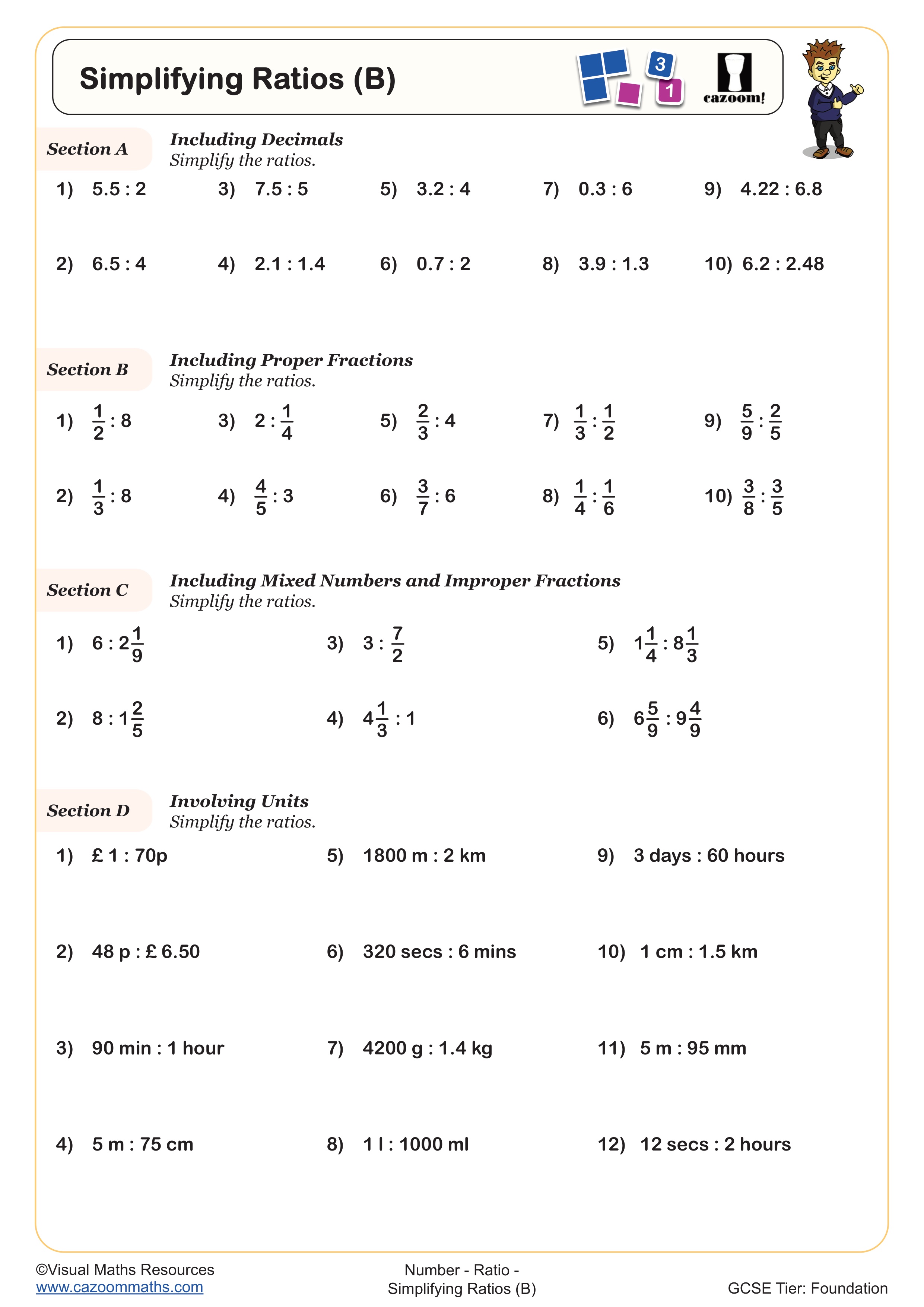 Preview of Simplifying Ratios (B)