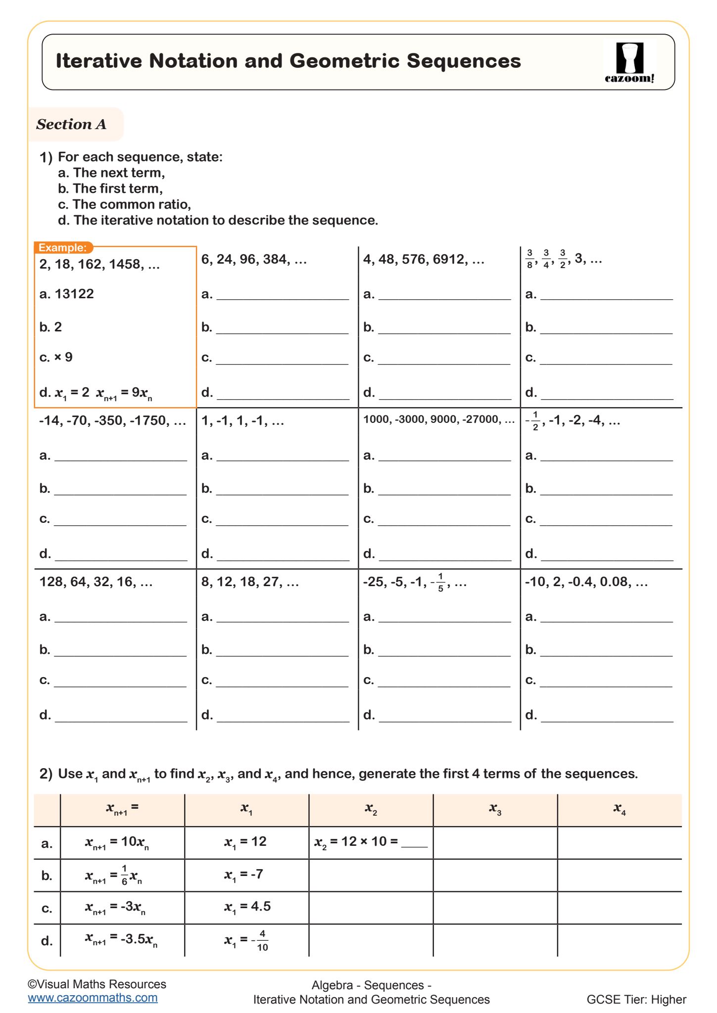 Preview of Iterative Notation and Geometric Sequences 