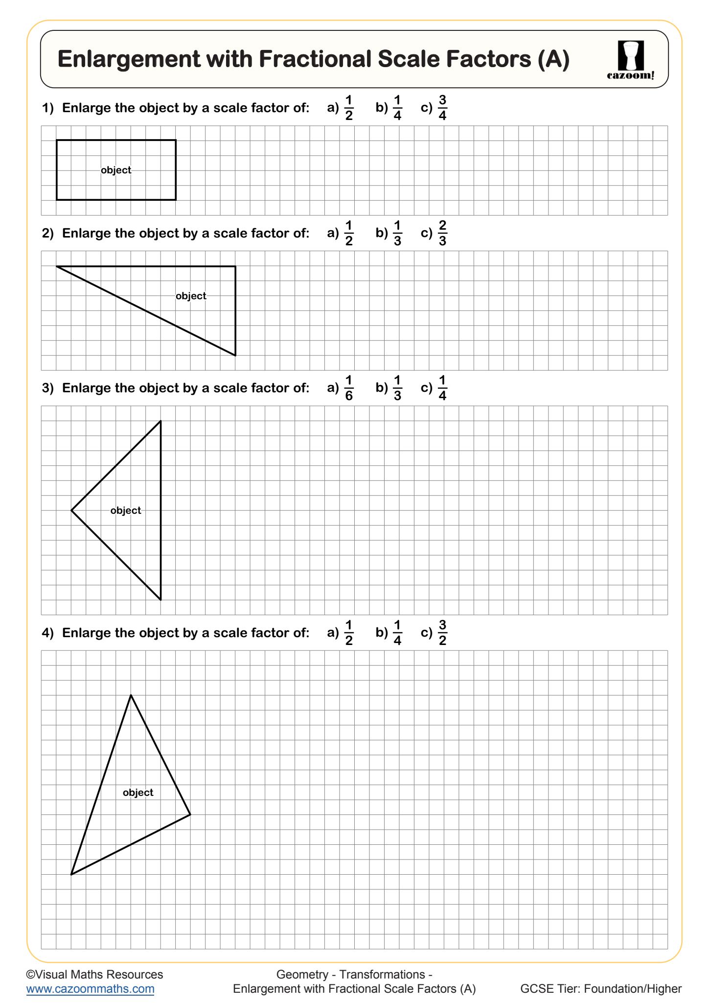 Preview of Enlargement with Fractional Scale Factors (A)