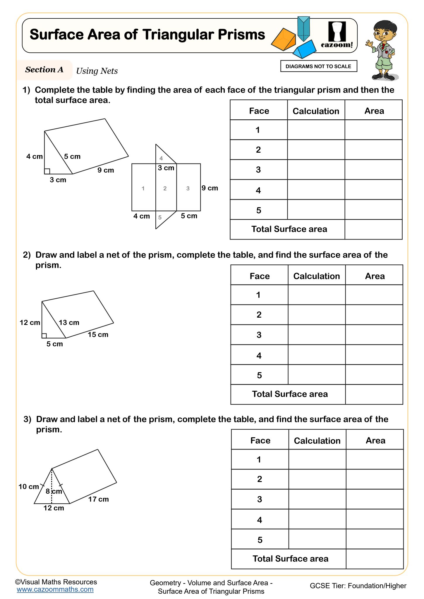 Preview of Surface Area of Triangular Prisms