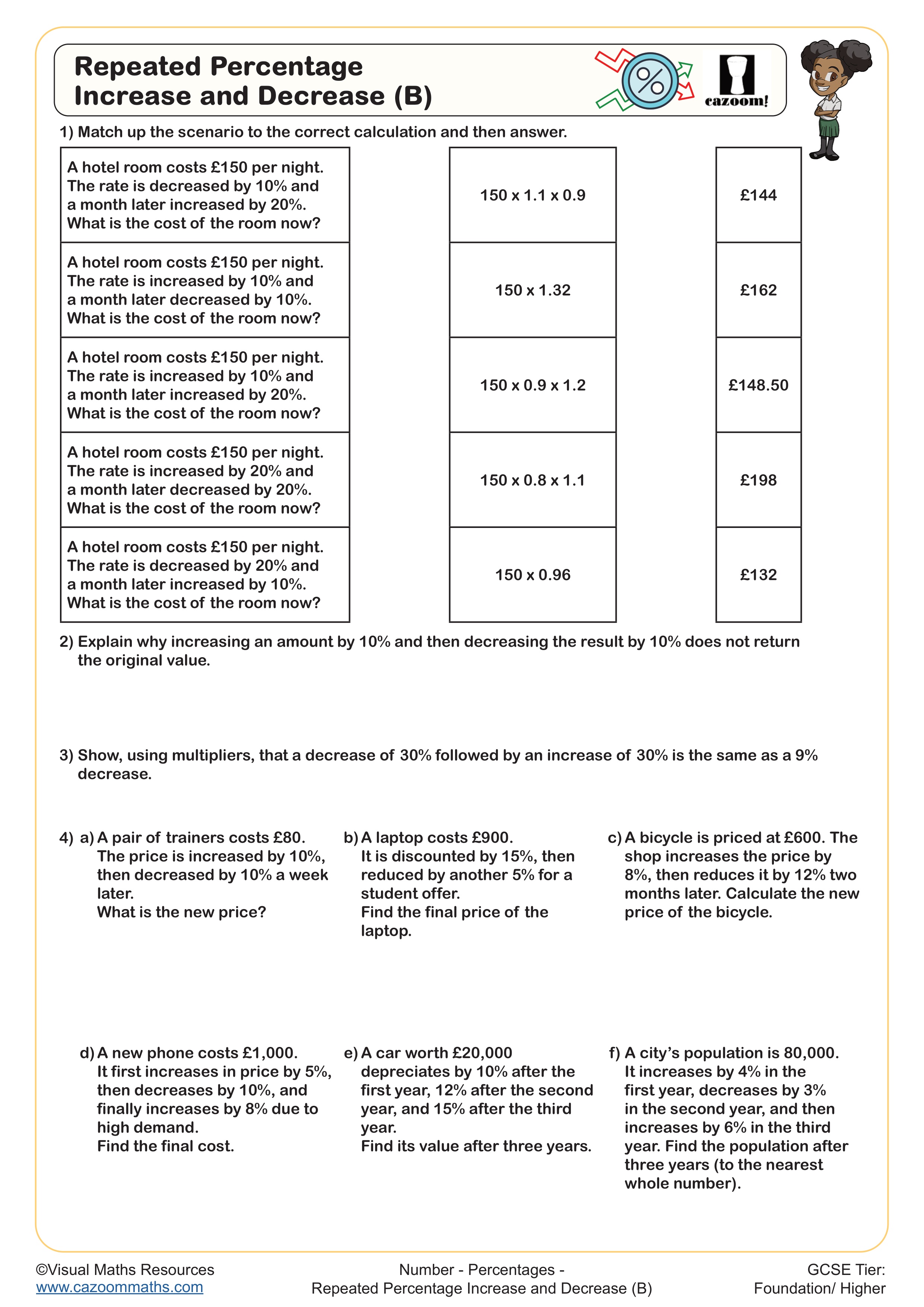 Repeated Percentage Increase and Decrease (B)