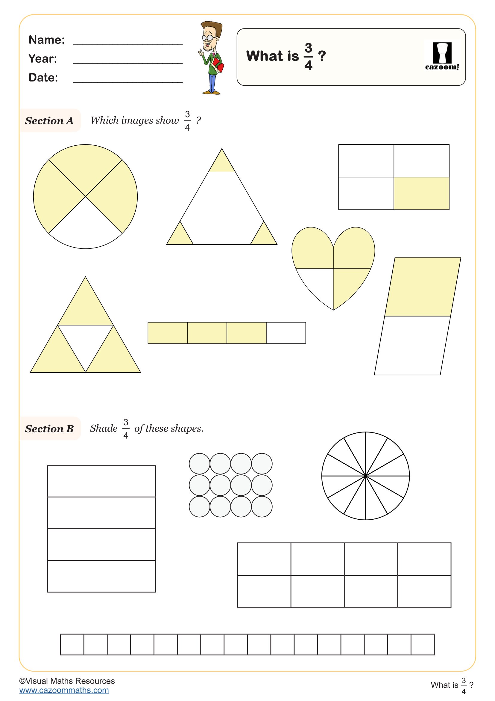 What is 3/4? worksheet