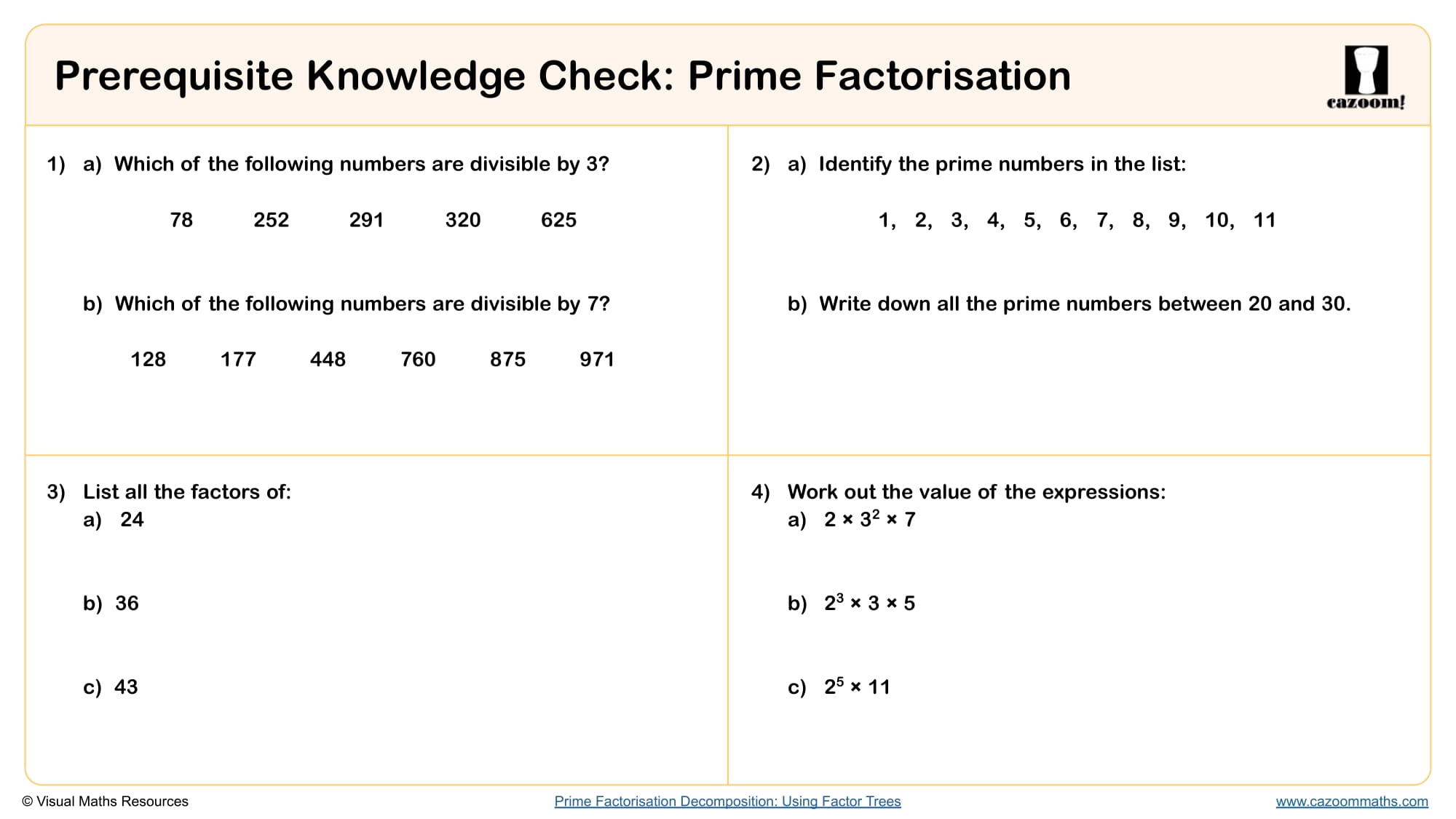 Preview of Prime Factorisation